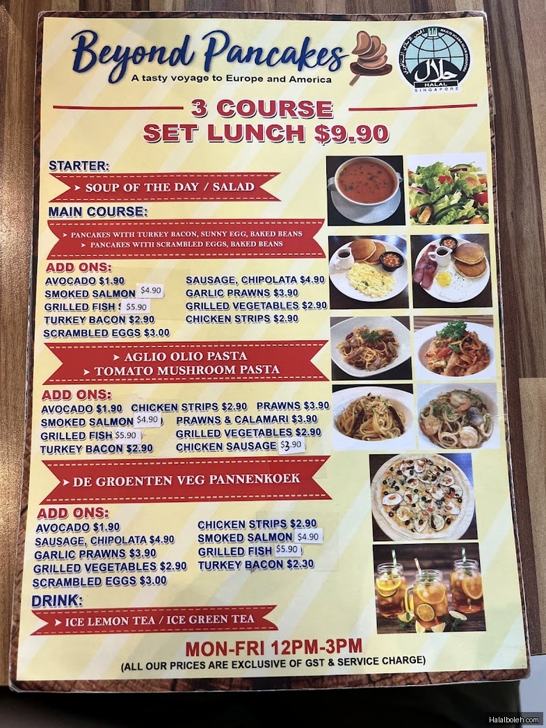 Beyond Pancakes - menu