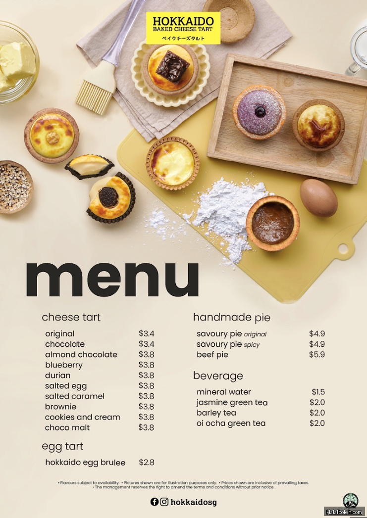 Hokkaido Baked Cheese Tart - menu