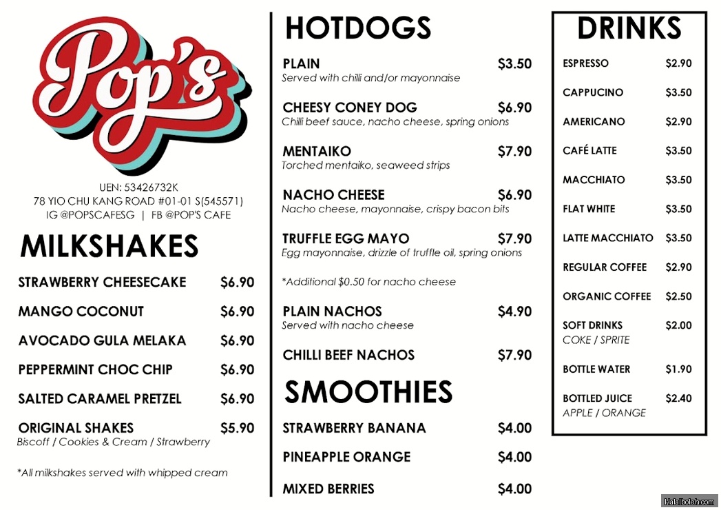 Pop's Cafe at The Stradia - Menu