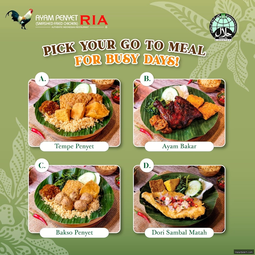 Ayam Penyet Ria - menu