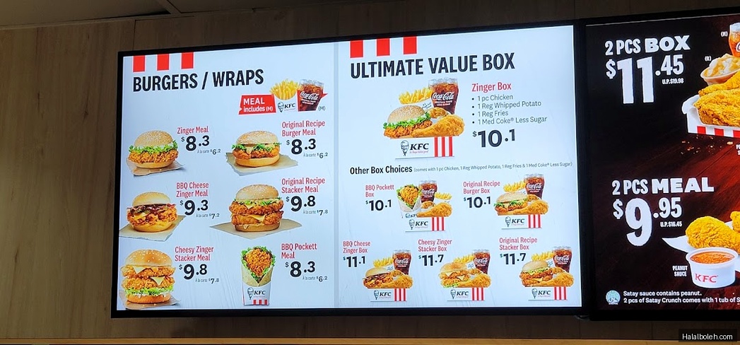 KFC - menu