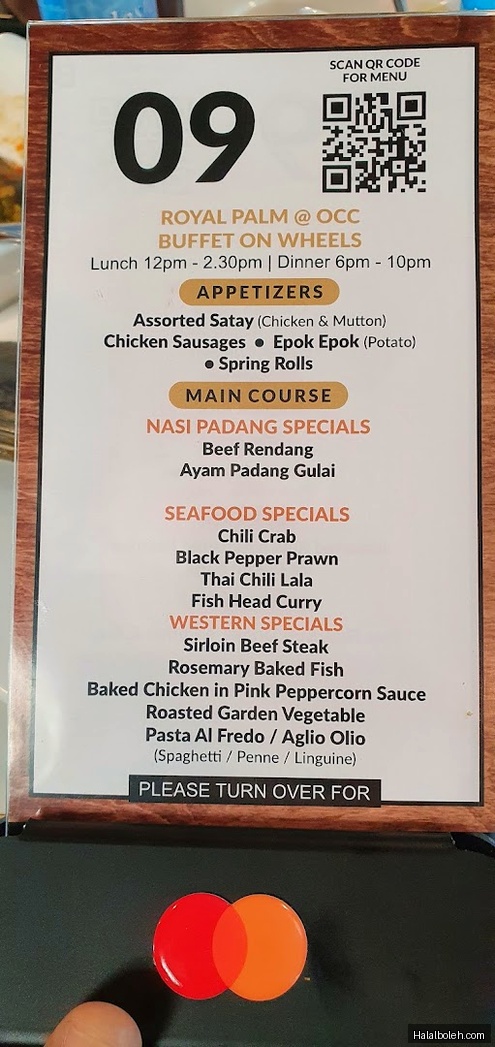 Royal Palm at 1 Orchid Club Road - Menu