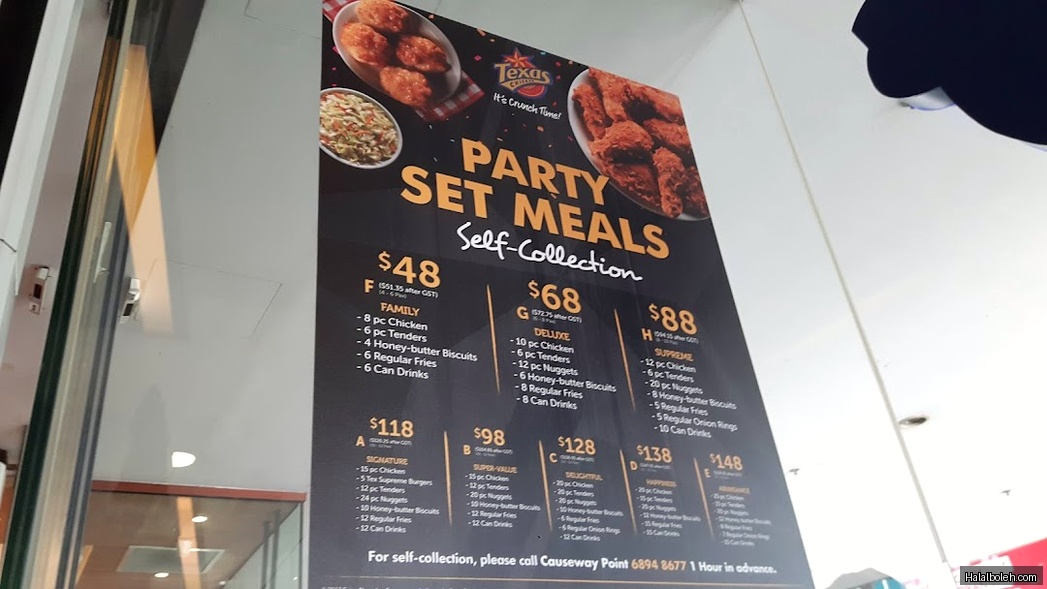Texas Chicken - menu
