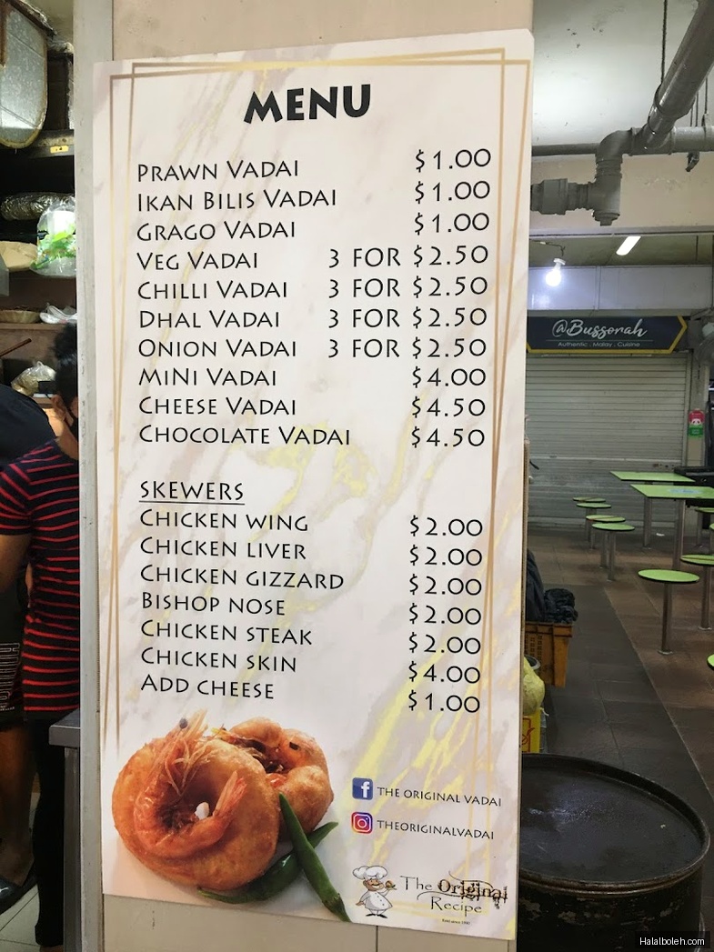 The Original Vadai - menu