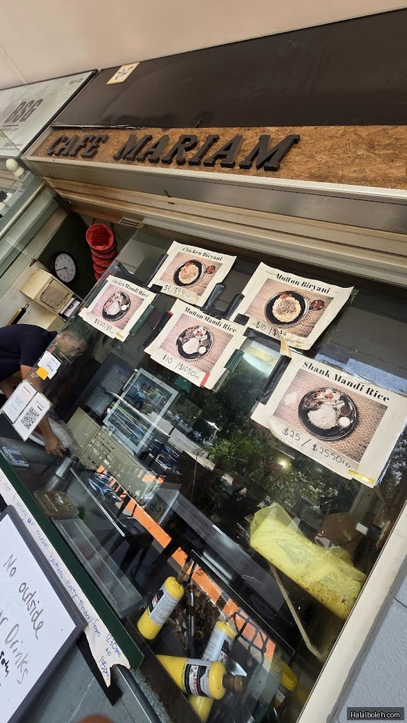 Cafe Mariam at WIS@Changi - Menu