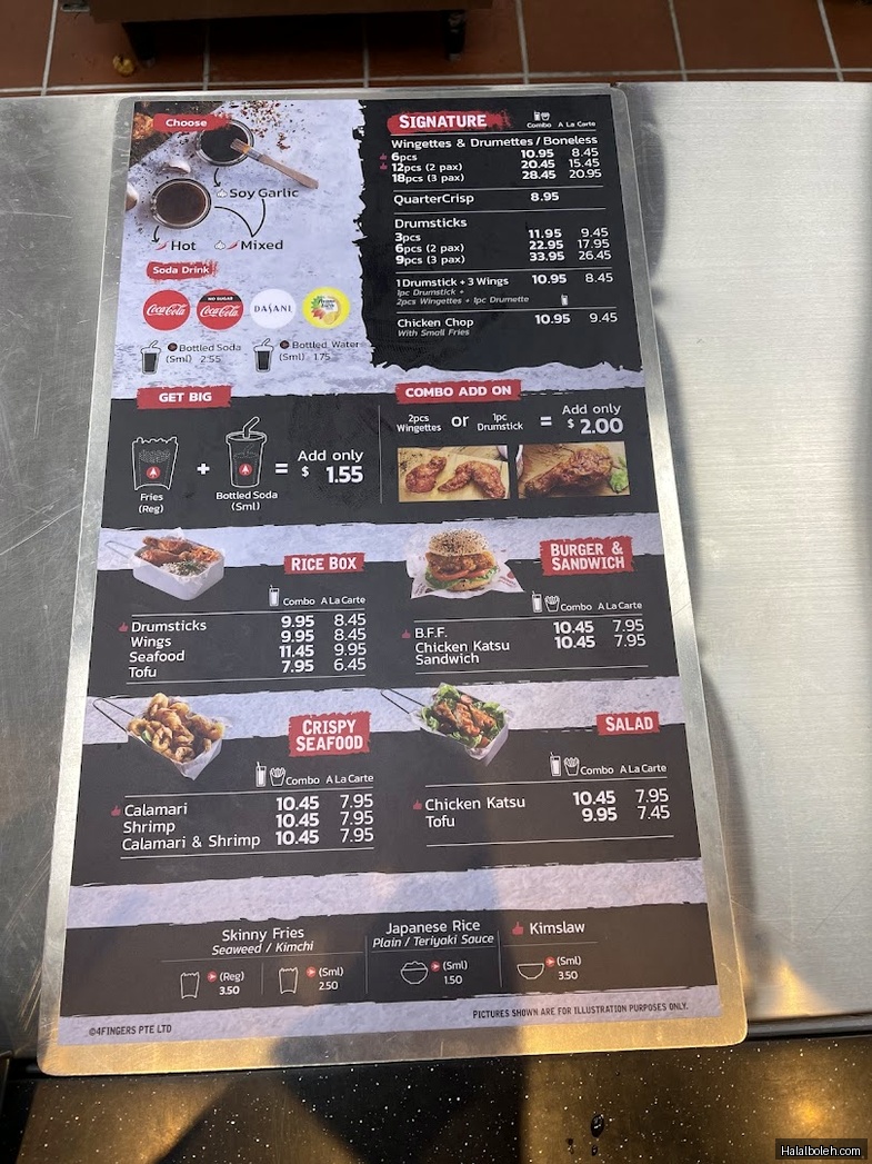 4 Fingers Crispy Chicken - menu