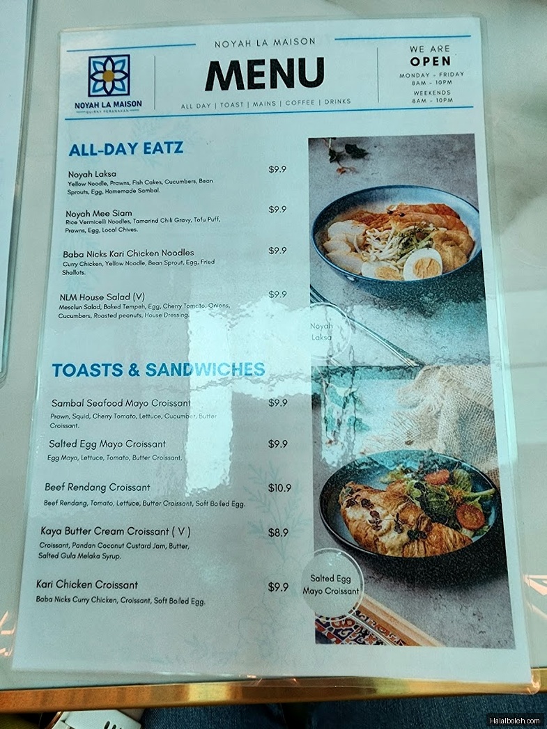 Noyah La Maison - menu
