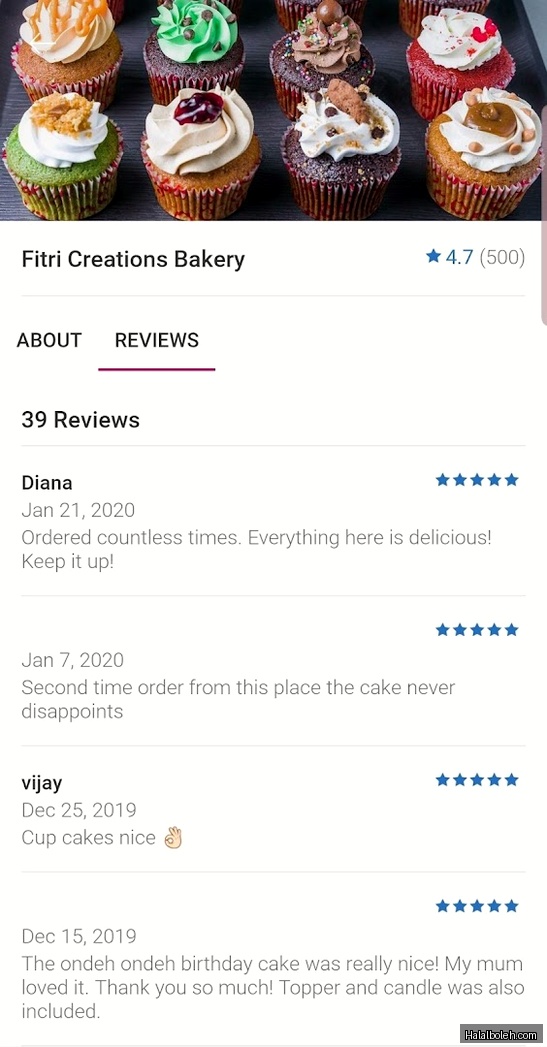 Fitri Creations Halal Bakery - menu