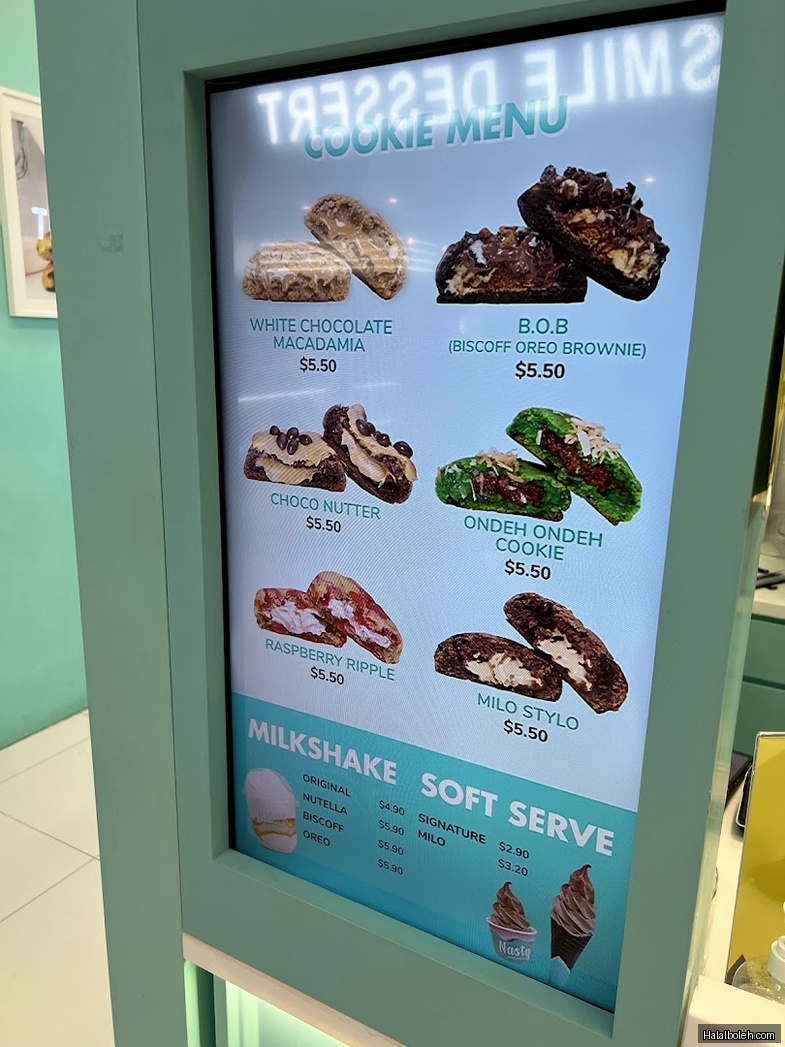 Nasty Cookie at Funan Mall - Menu