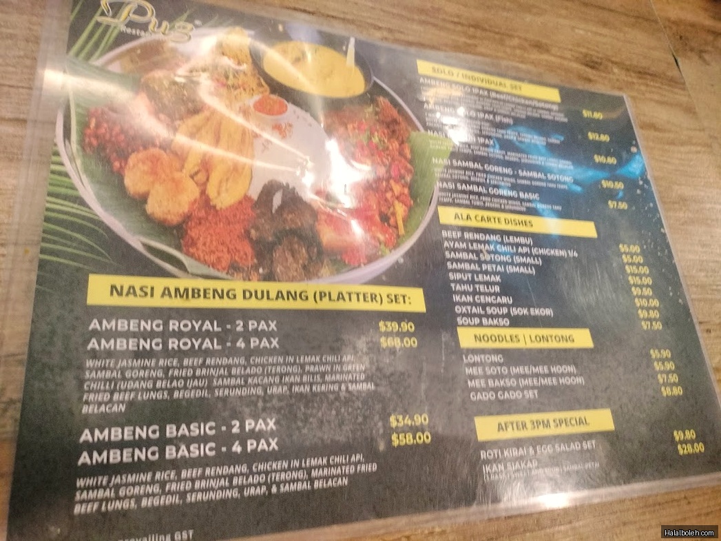 Pu3 Restaurant at 111 Somerset - Menu