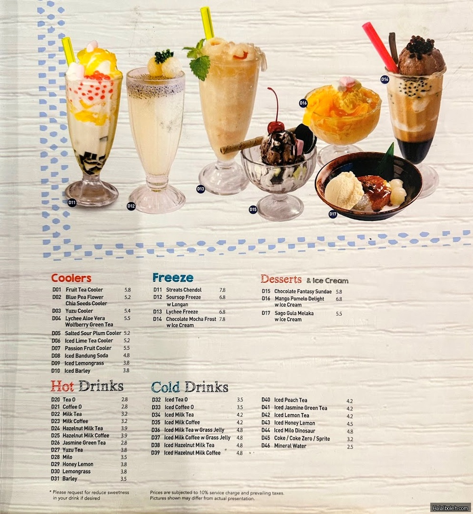 Streats Cafe - menu