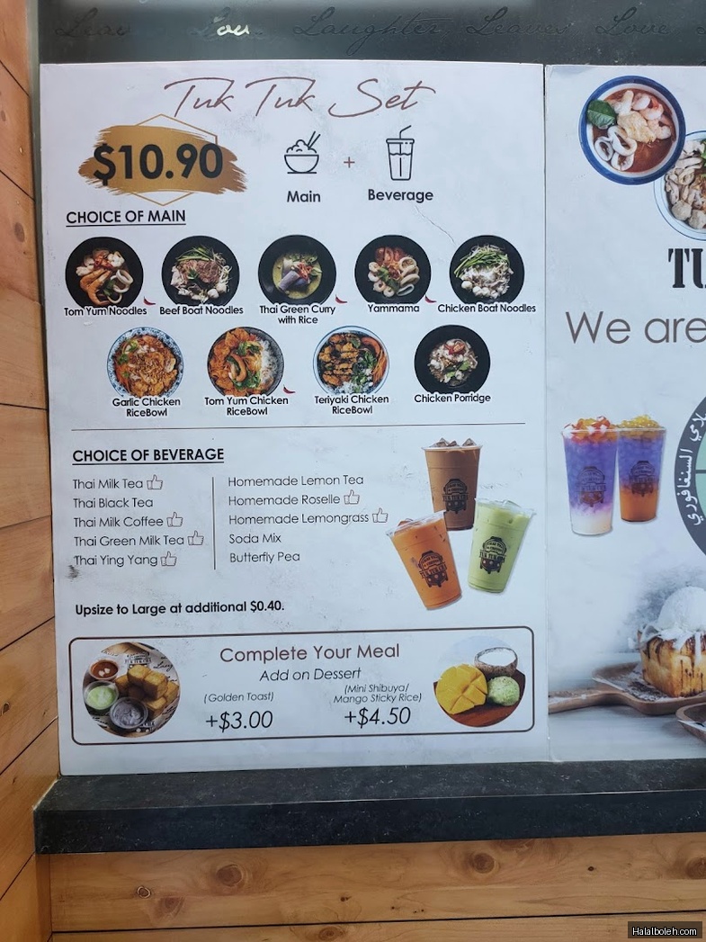 Tuk Tuk Cha - menu