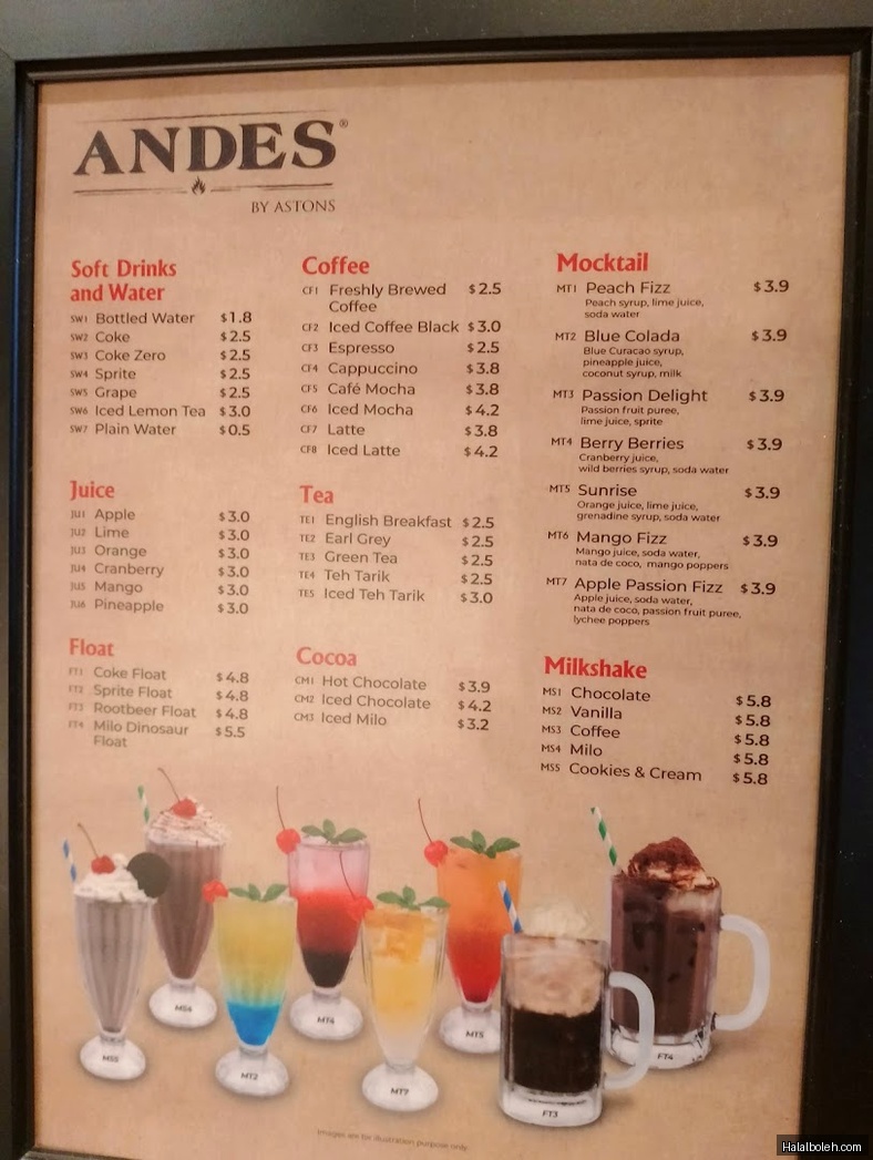 Andes by Astons - menu