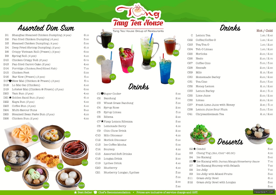 Tang Tea House - menu