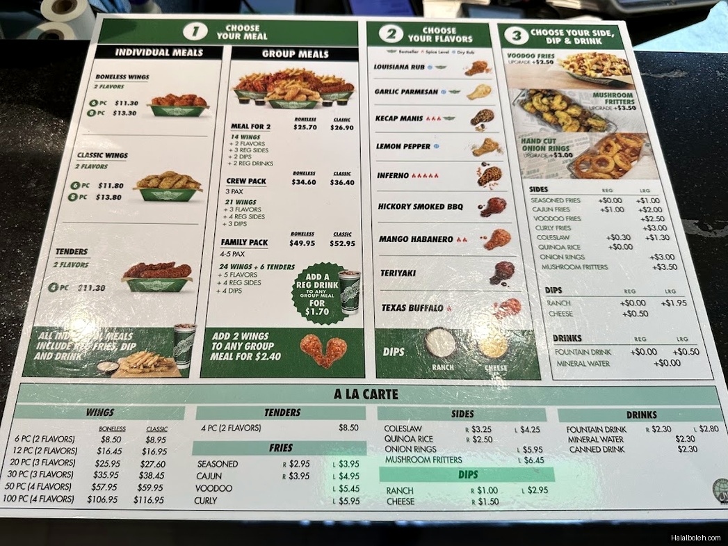 Wingstop - menu