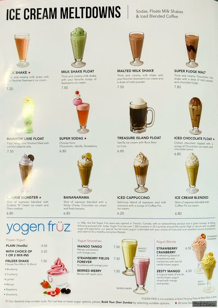 Swensen's Unlimited - menu