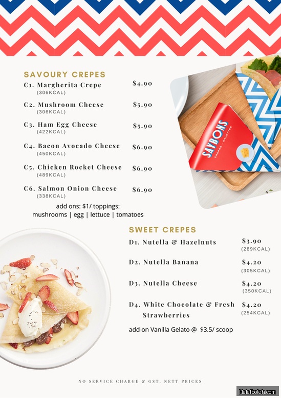 Saybons - menu