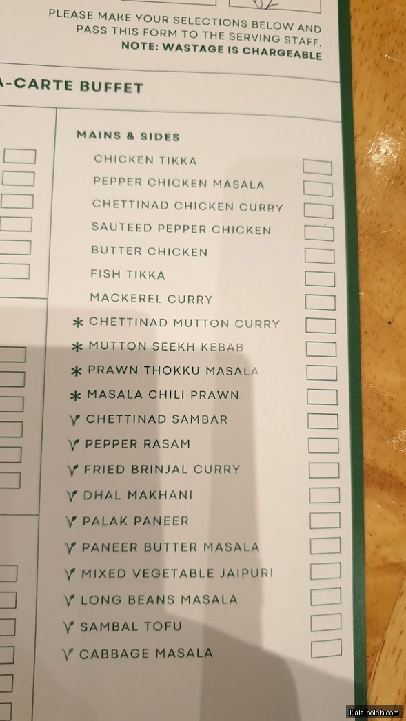 Pavilion Banana Leaf - menu