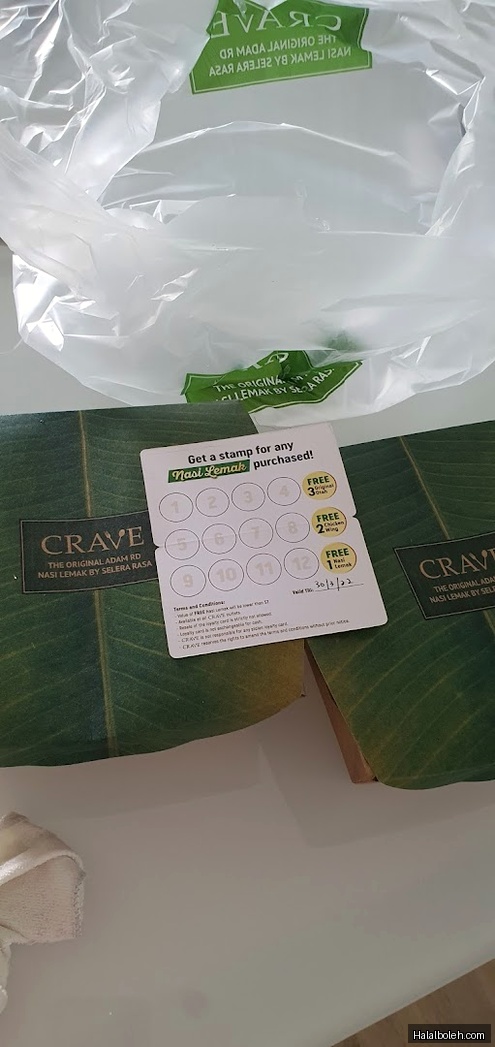 Crave Nasi Lemak - menu
