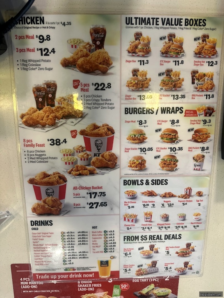 KFC - menu