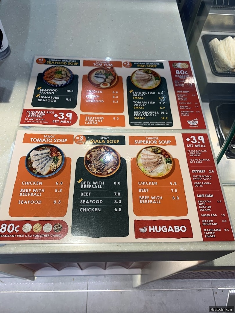 Hugabo - menu