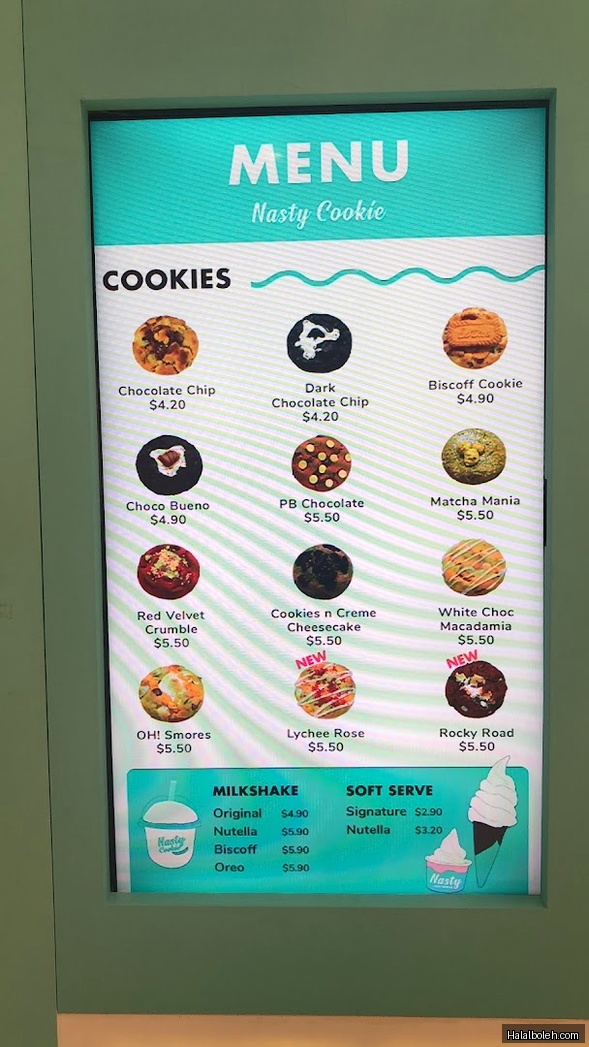 Nasty Cookie at Funan Mall - Menu