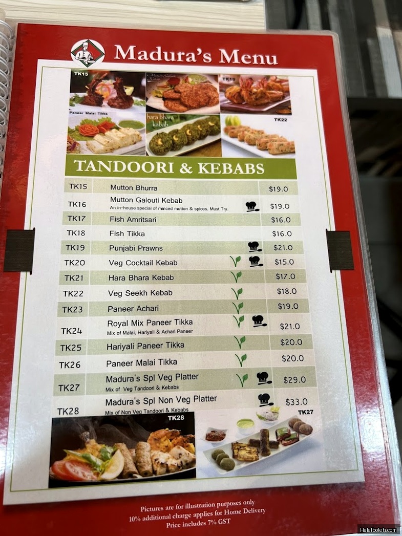 Madura's Restaurant - menu
