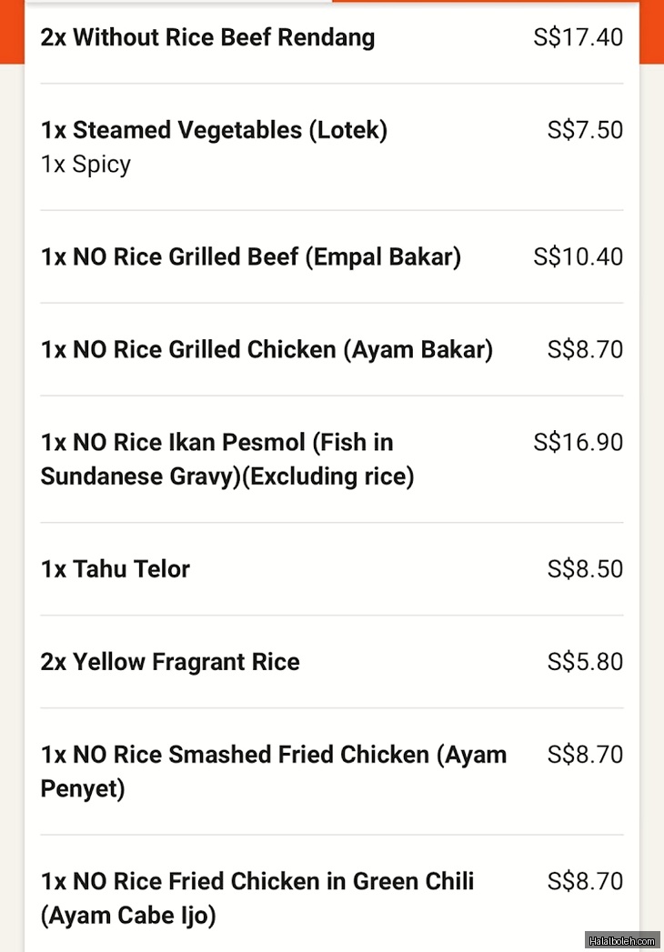 Ayam Penyet President - menu