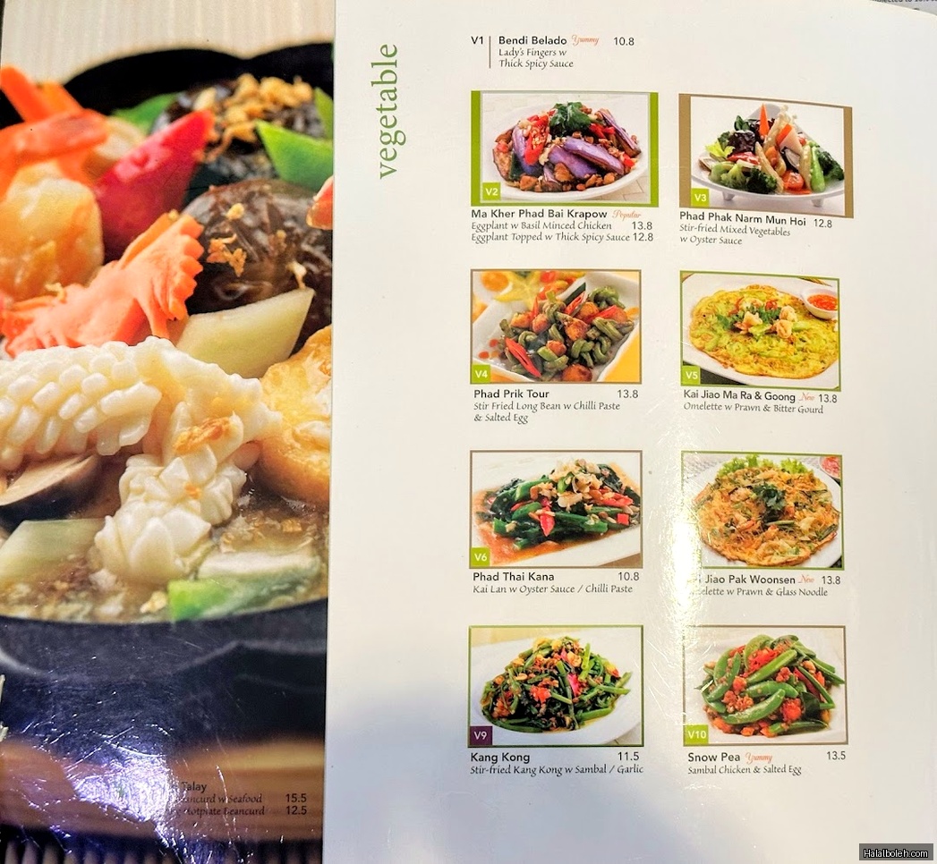 Bali Thai - menu