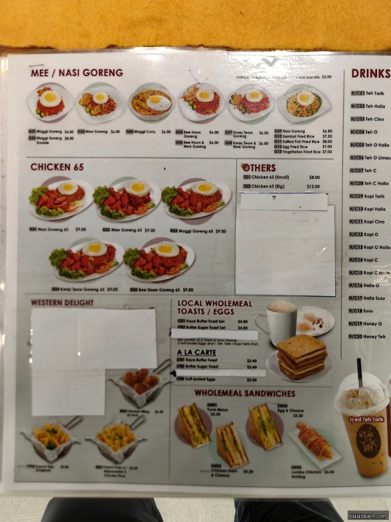 Mr Teh Tarik Express - menu