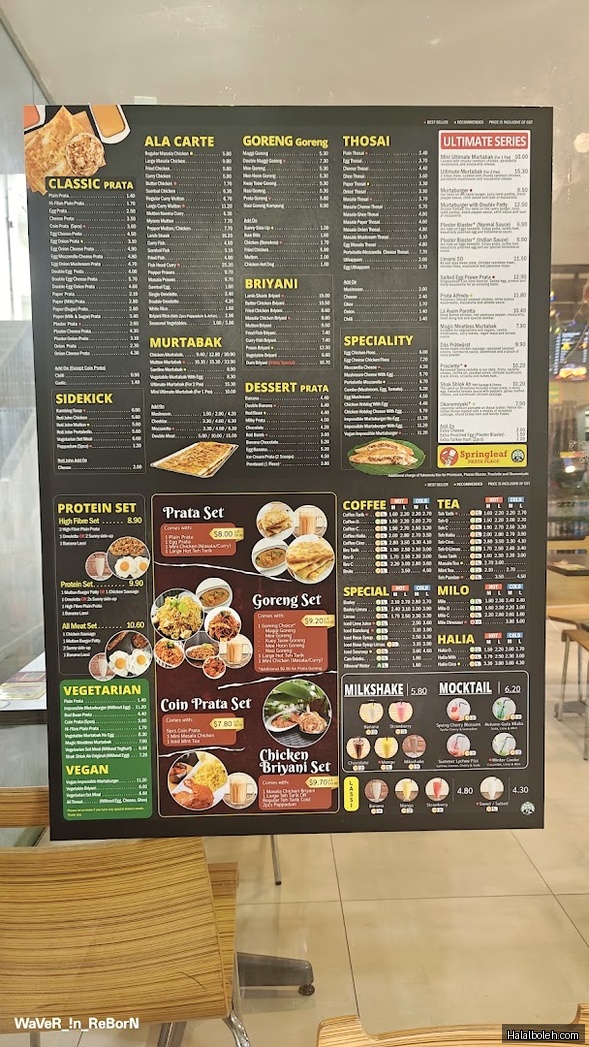 Springleaf Prata Place - menu